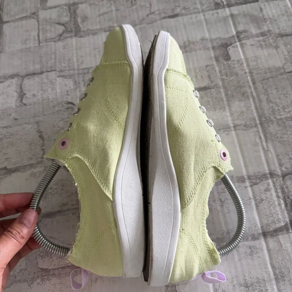 Vionic Pismo Pale Lime Canvas Pink Eyelet Sporty Washable Slip On Sneakers Sz 9 - Picture 7 of 7